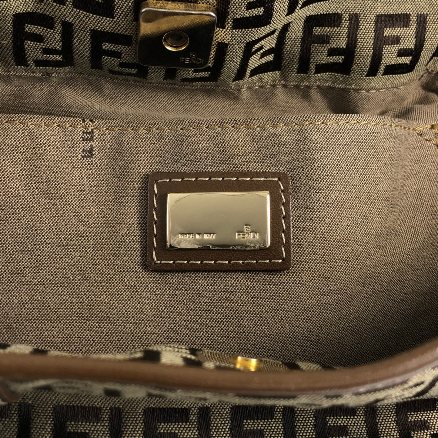 FENDI Zucchino Charm Handbag Brown Vintage 5ackrv