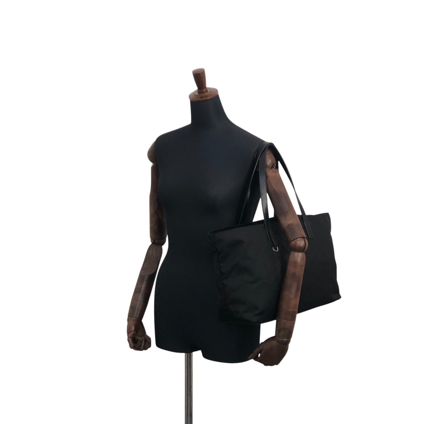 PRADA Tessuto Triangle Logo Totebag Black Vintage gy3es2
