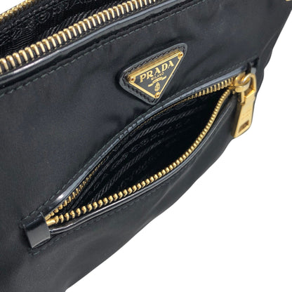 PRADA Tessuto Triangle Logo Small Handbag Black Vintage 6tgg77