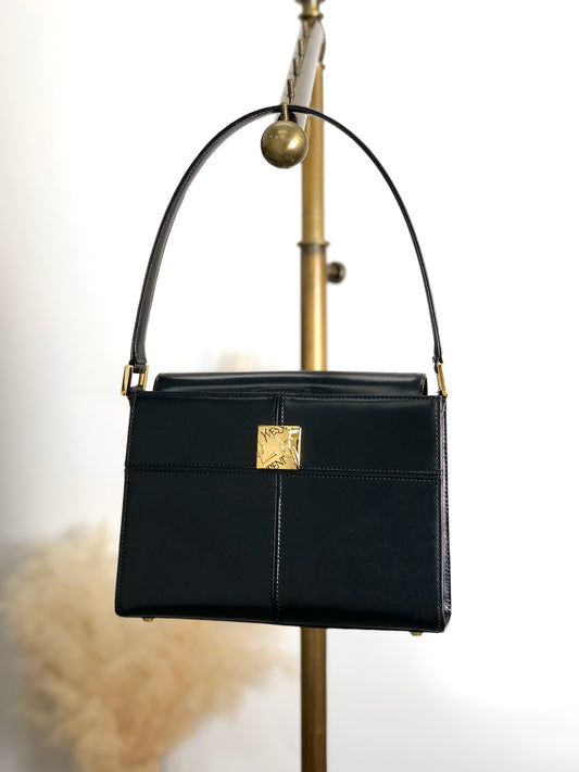 Yves Saint Laurent YSL Logo Handbag Black Vintage saezt8
