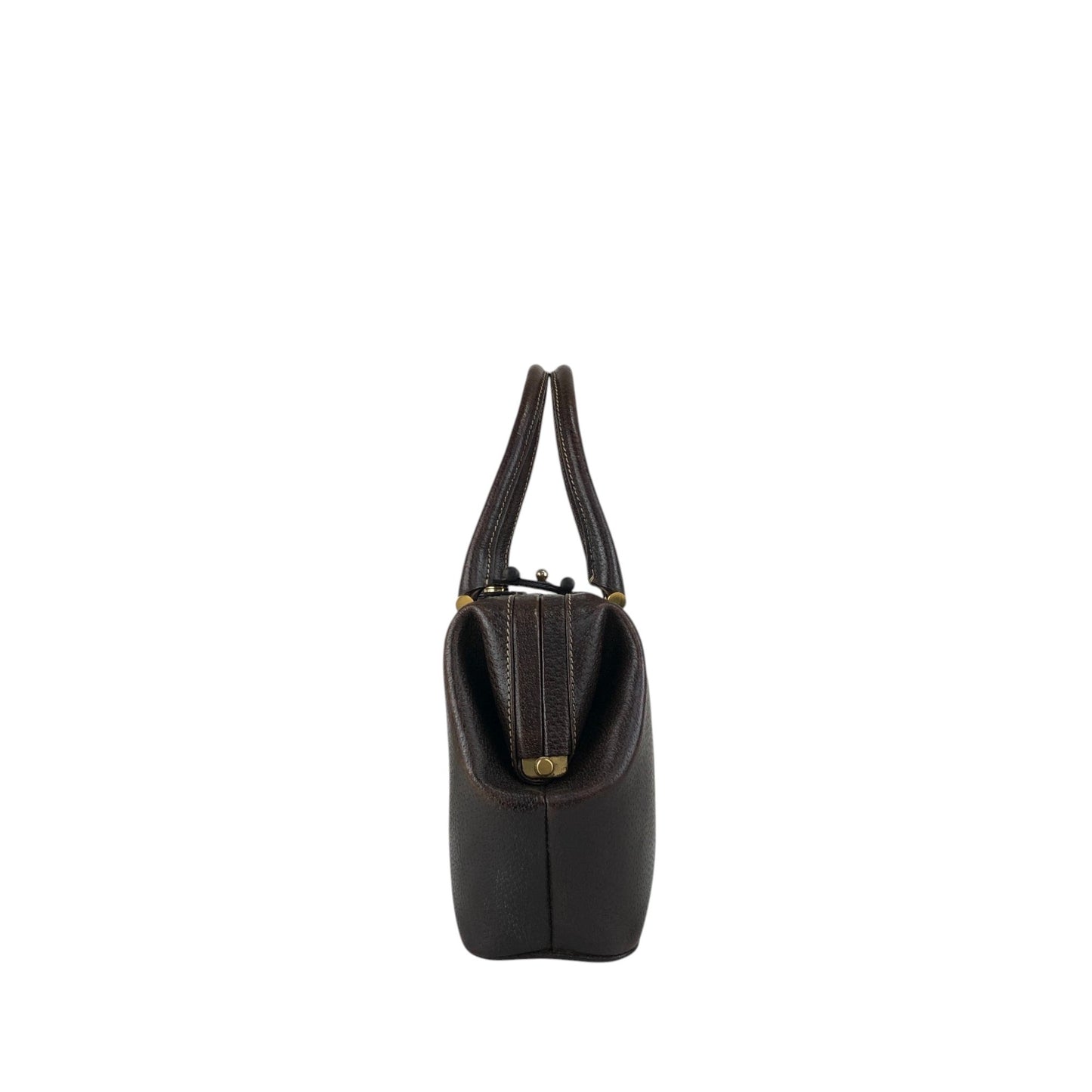 GUCCI Metal Clasp Handbag Brown Vintage fva3h4