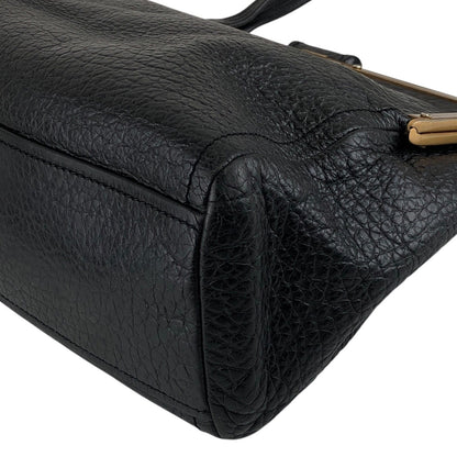 PRADA Triangle Logo Metal Clasp Handbag Black Vintage caemtz