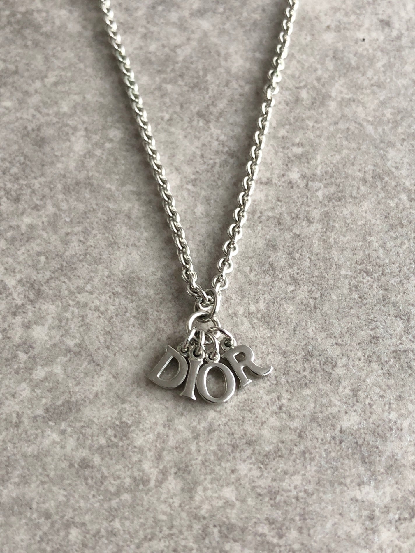 Christian Dior Logo Motif Necklace Silver Vintage x25wyn
