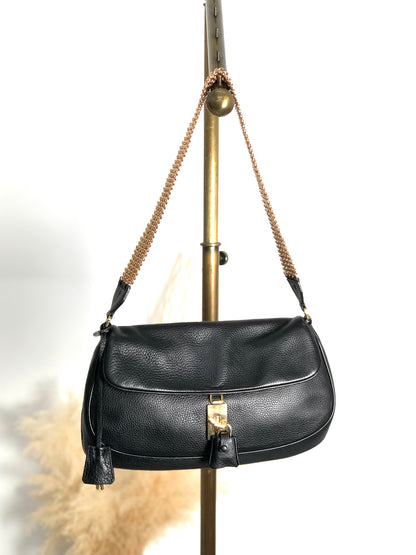 PRADA Turn Lock Shoulder bag Black Vintage atdszw