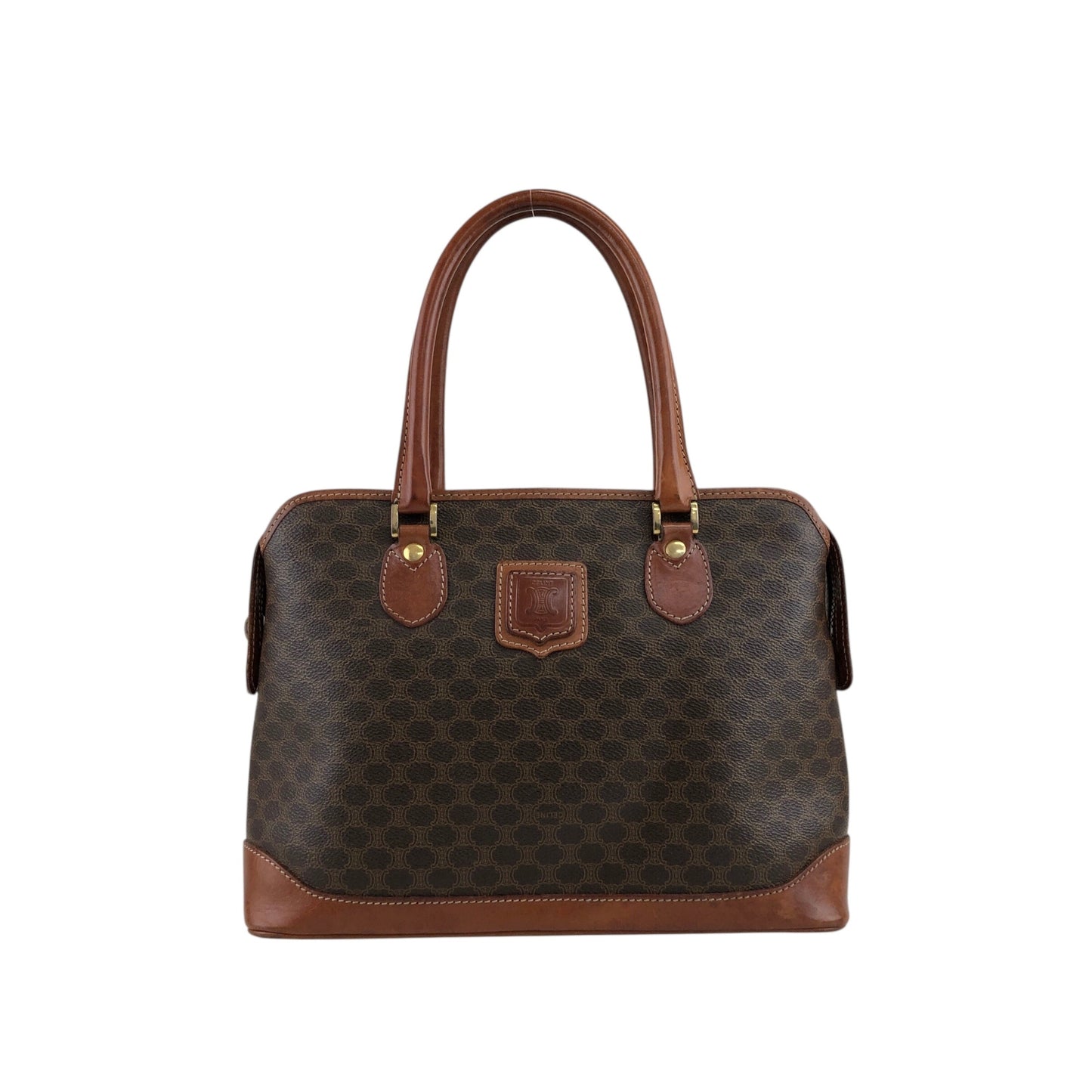 CELINE Macadam Blason Handbag Brown Vintage yry5hb