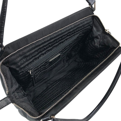 PRADA Tessuto Triangle Logo Handbag Black Vintage 4hjz48