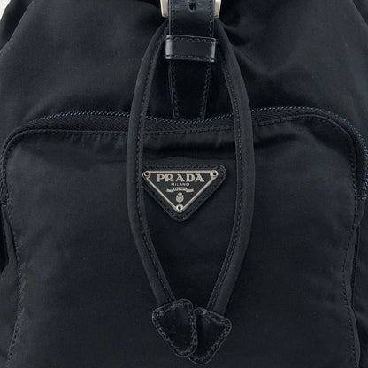 PRADA Tessuto Triangle Logo Front Buckle Backpack Black Vintage 8gfpuf