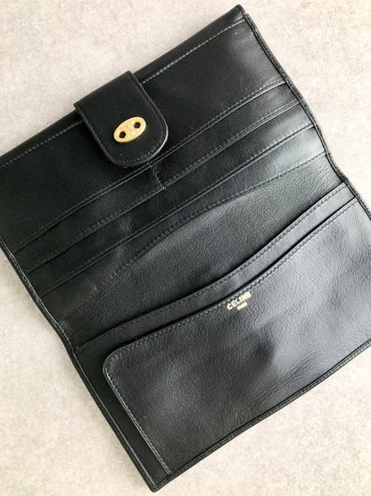 CELINE Blason Long Wallet Black Vintage 4g2ket
