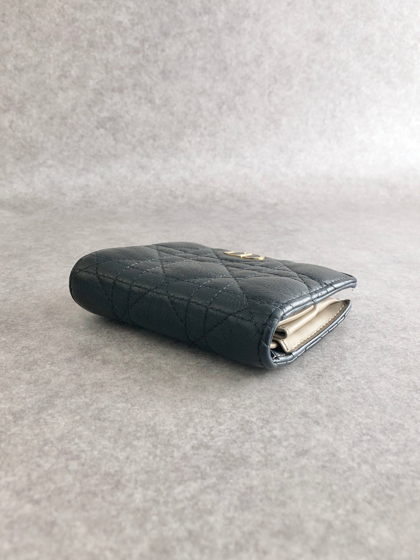 Christian Dior CD Logo Folded Wallet Black Vintage amw4xa