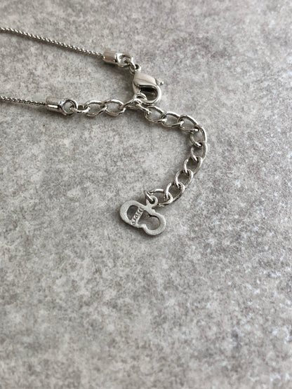 Christian Dior Logo Motif Necklace Silver Vintage mfvz83