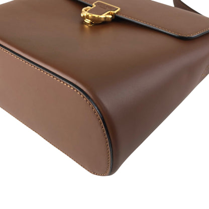 CELINE Logo Front Buckle Shoulder bag Brown Vintage ks36xe