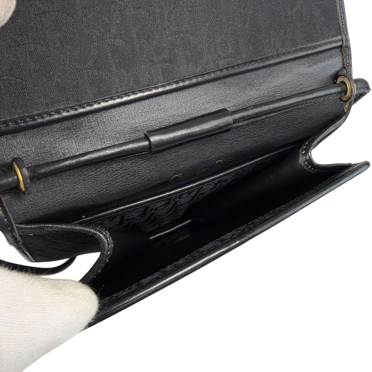 Christian Dior Trotter Logo Shoulder bag Black Vintage k5b8r3