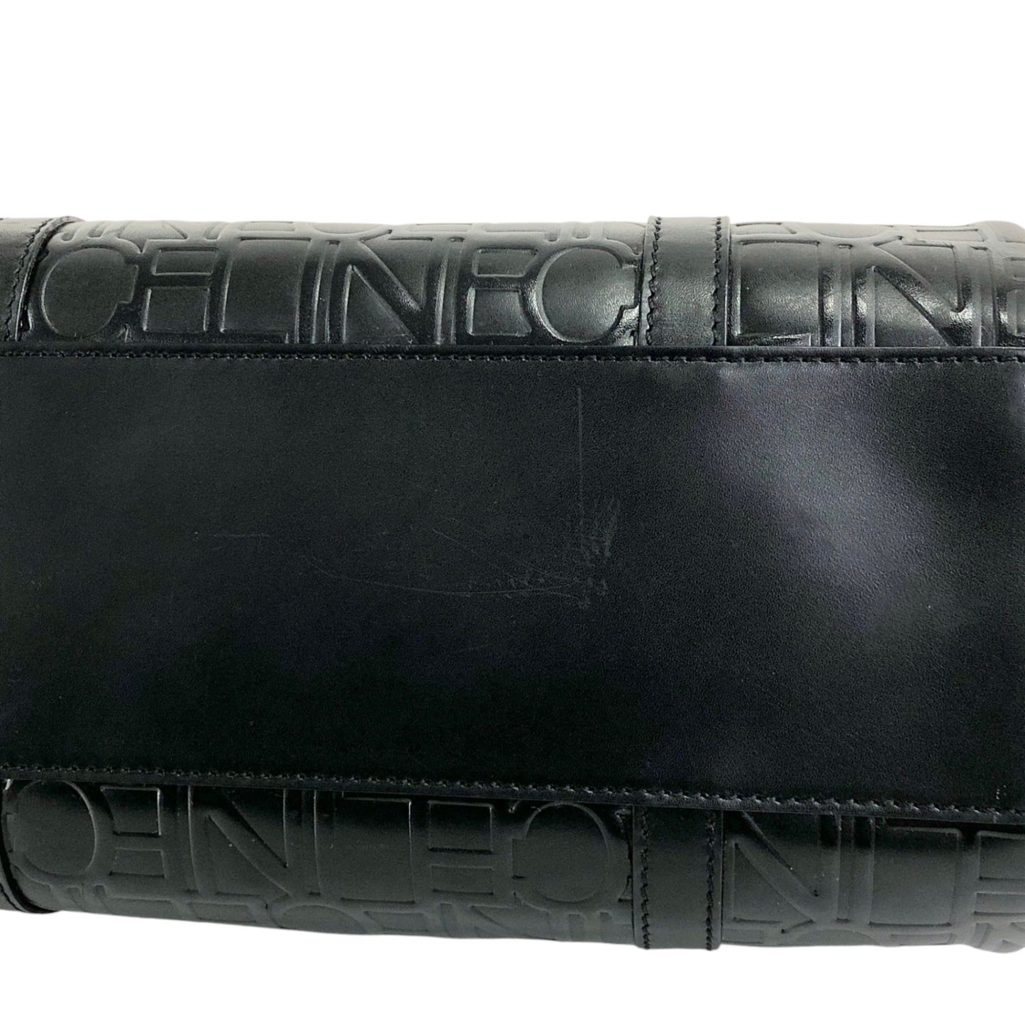 CELINE Logo Embossed Handbag Black Vintage 2jj6ge
