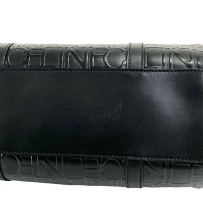 CELINE Logo Embossed Handbag Black Vintage 2jj6ge
