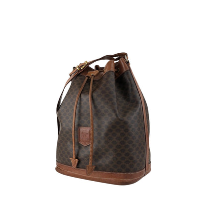CELINE Macadam Blason Drawstring Shoulder bag Brown Vintage jpnyxd