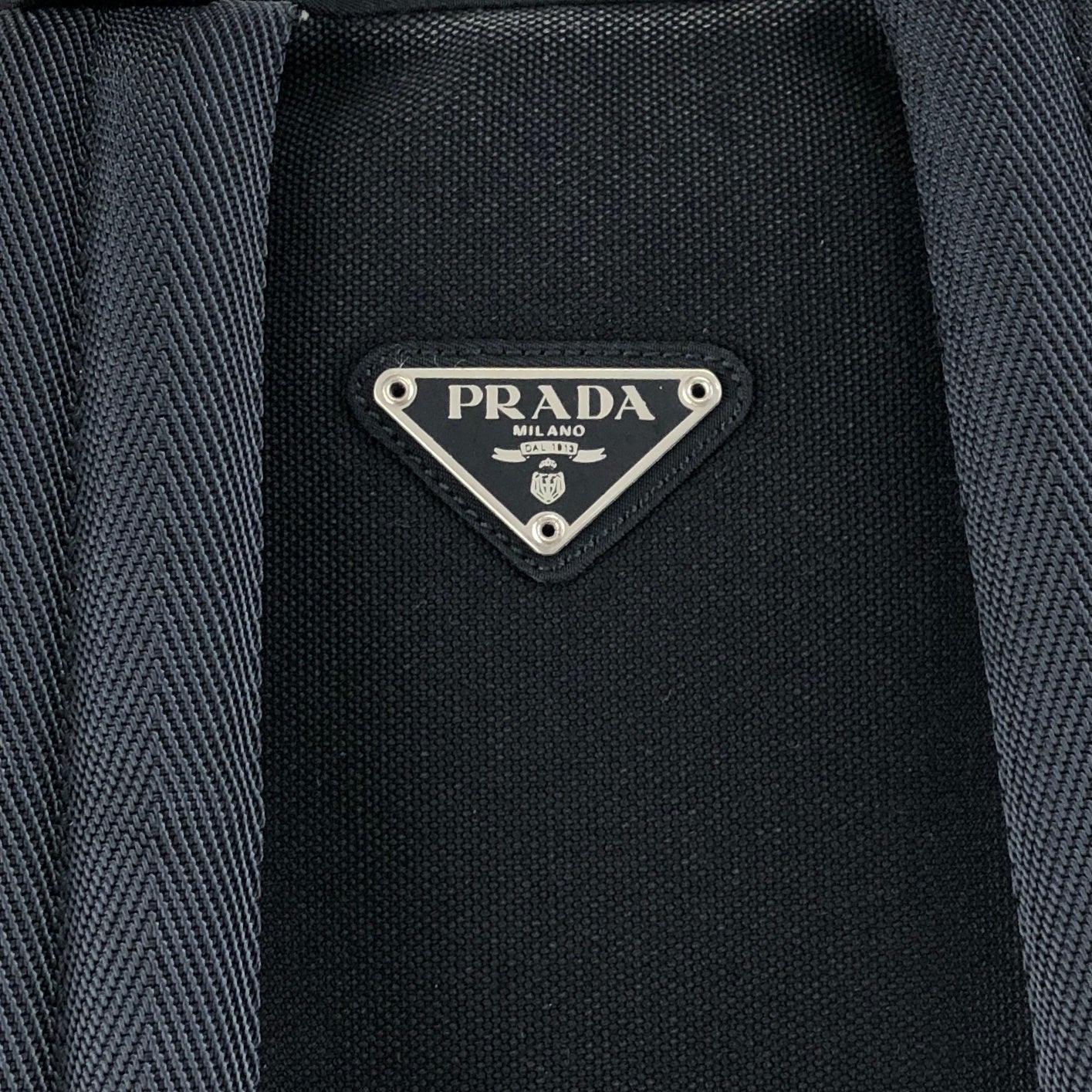 PRADA Tessuto Triangle Logo Double Pocket Backpack Black Vintage bpk4w7