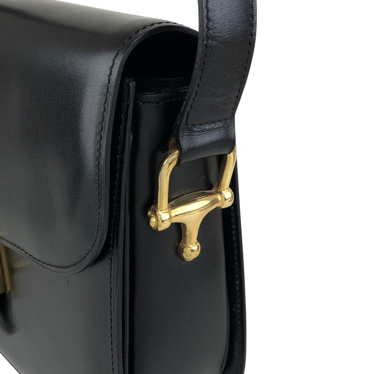 CELINE Horse Bit Shoulder bag Black Vintage jh7wiz