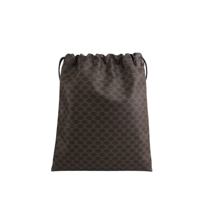 CELINE Macadam Blason Drawstring Small Handbag Pouch Brown Vintage 6ve7d6