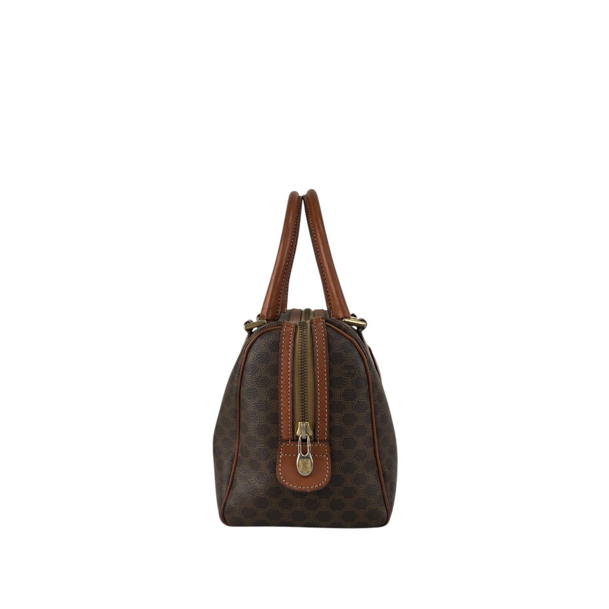 CELINE Macadam Blason Handbag Boston bag Brown Vintage u6p2h4
