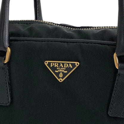 PRADA Triangle Logo Handbag Black Vintage fhv7du