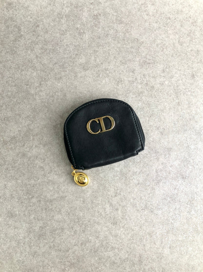 Christian Dior CD Logo Coin Purse Black Vintage x42avr