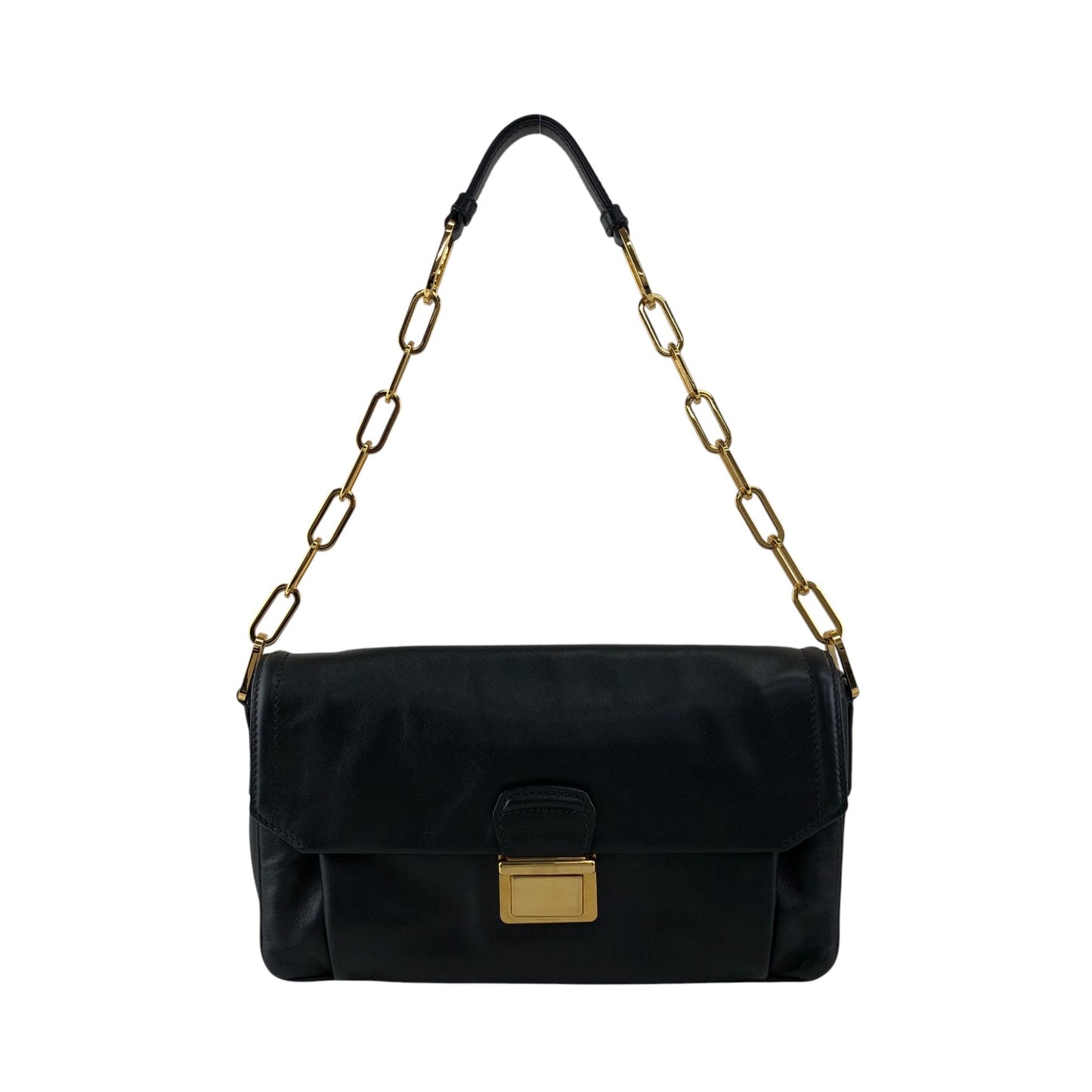 miumiu Turn Lock Chain Shoulder bag Black Vintage prsynv