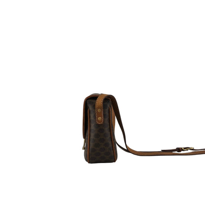 CELINE Macadam Horse Bit Shoulder bag Brown Vintage ejz44f