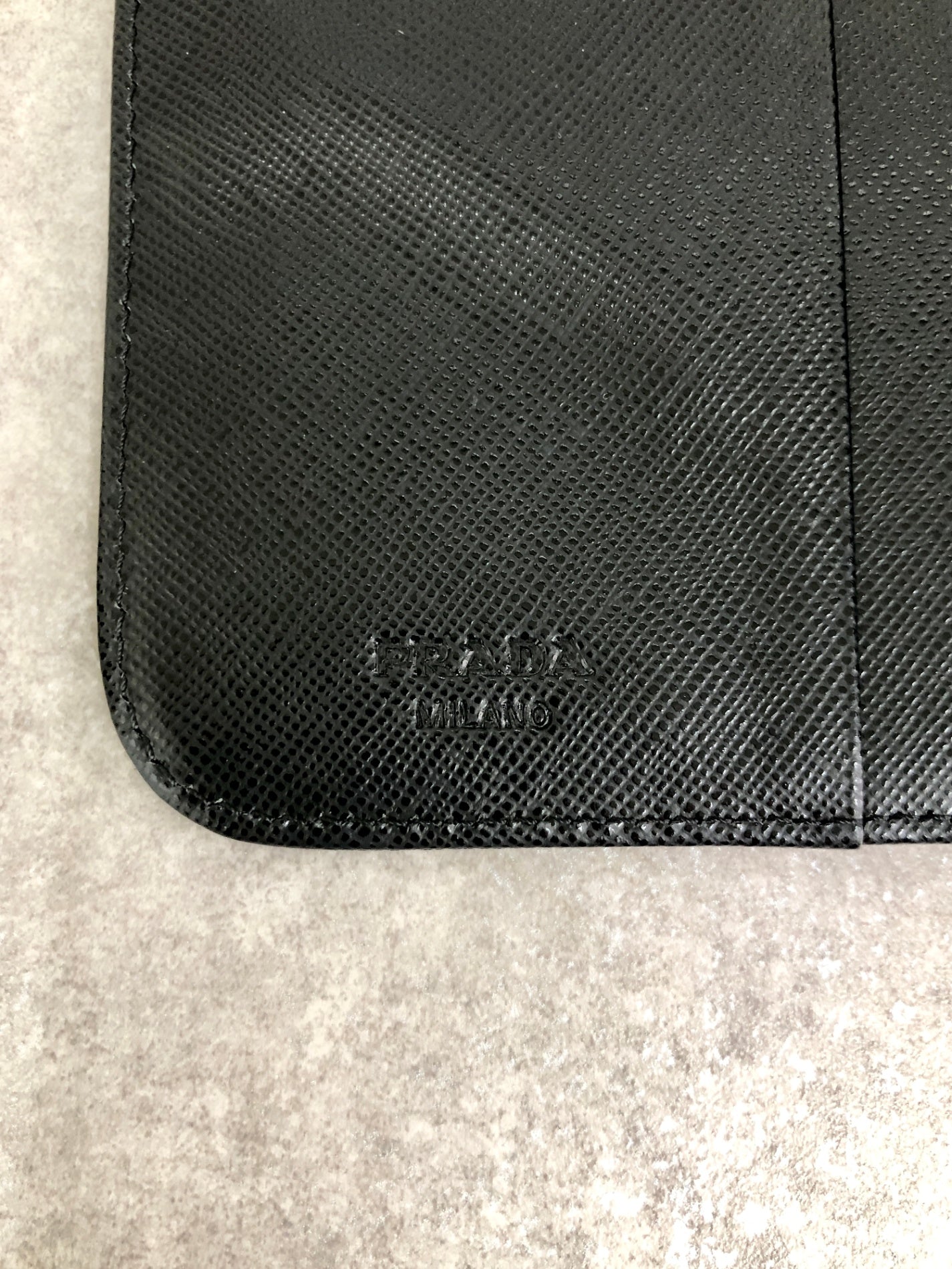 PRADA Triangle Logo Folded Wallet Black Vintage anxsdp