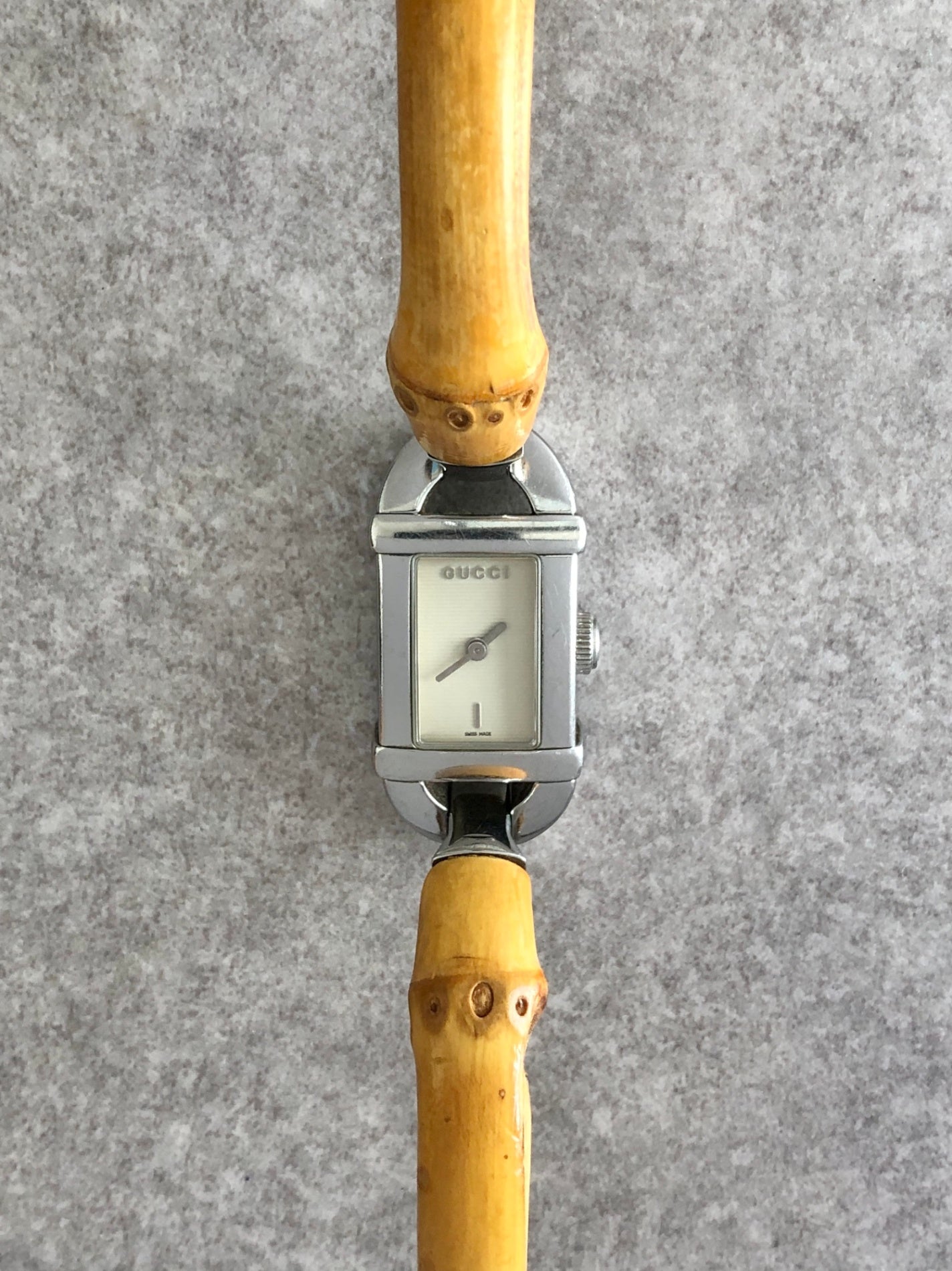 GUCCI Bamboo Quartz Watch Silver 6800L Vintage tckmwp