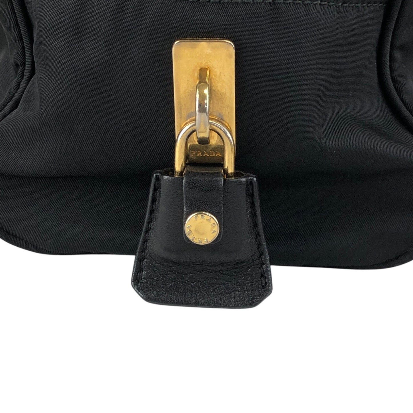 PRADA Tessuto Triangle Logo Padlock Two-way Small Boston bag Shoulder bag Black Vintage ha37gm