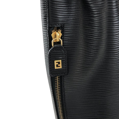 FENDI Logo Embossed Shoulder bag Black Vintage 76k8ej