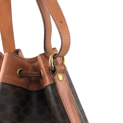 CELINE Macadam Blason Drawstring Shoulder bag Brown Vintage epwjhg