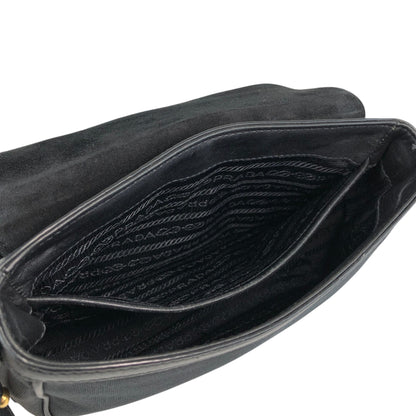 PRADA Logo Shoulder bag Black Vintage 4w22ct