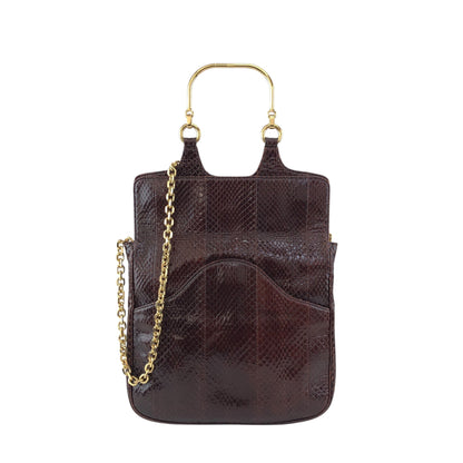 CELINE Two-way Handbag Chain Shoulder bag Brown Vintage 2b68me