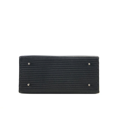 Yves Saint Laurent Logo Leather Handbag Black Vintage hsabzh