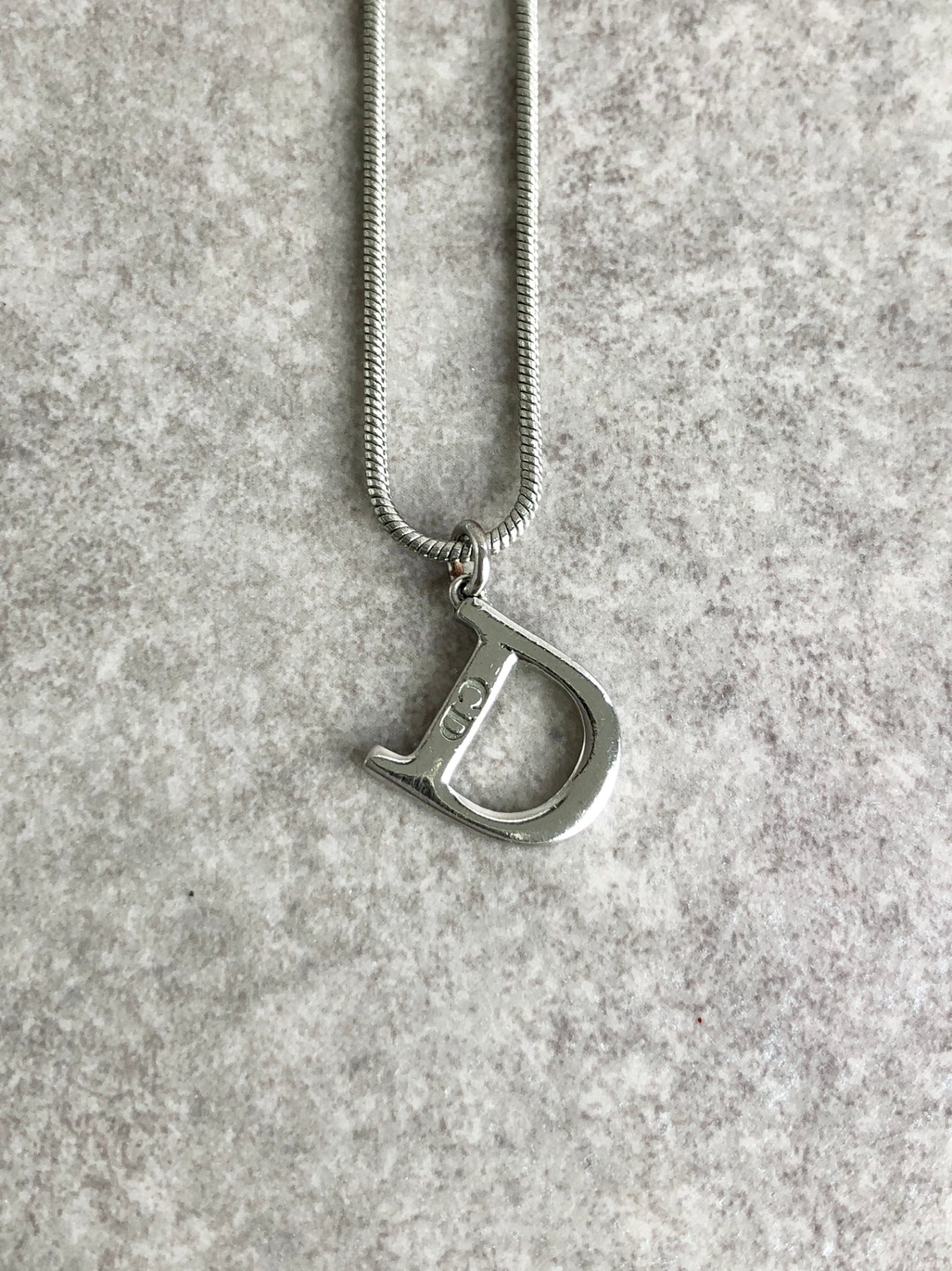 Christian Dior D Motif Necklace Silver Vintage uxg4nx