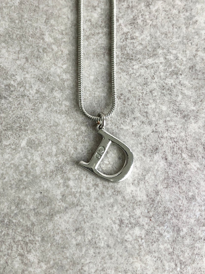 Christian Dior D Motif Necklace Silver Vintage uxg4nx
