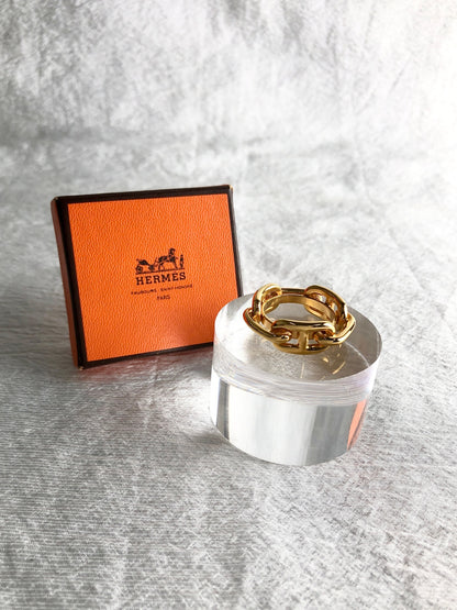 HERMES Scarf Ring Gold Vintage t86shz
