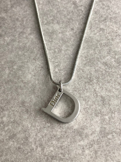 Christian Dior D Motif Necklace Silver Vintage j4vcit