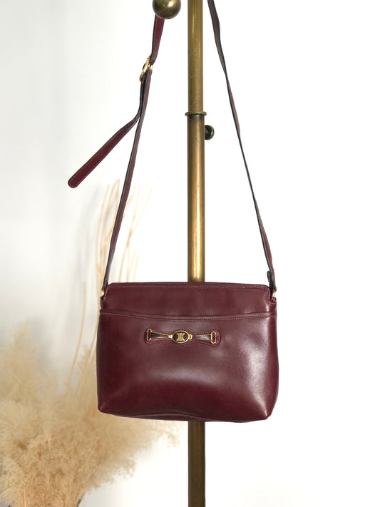 CELINE Triomphe Shoulder bag Bordeaux Vintage a62ugb