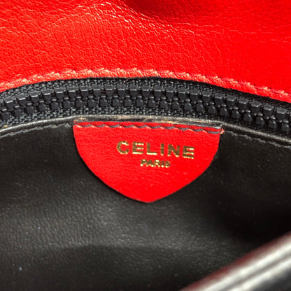 CELINE Triomphe Stitch Chain Shoulder bag Red Vintage 2vaduu