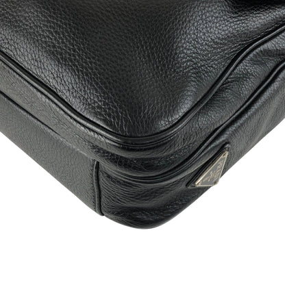 PRADA Triangle Logo Front Buckle Front Pocket Shoulder bag Black Vintage fg3jes