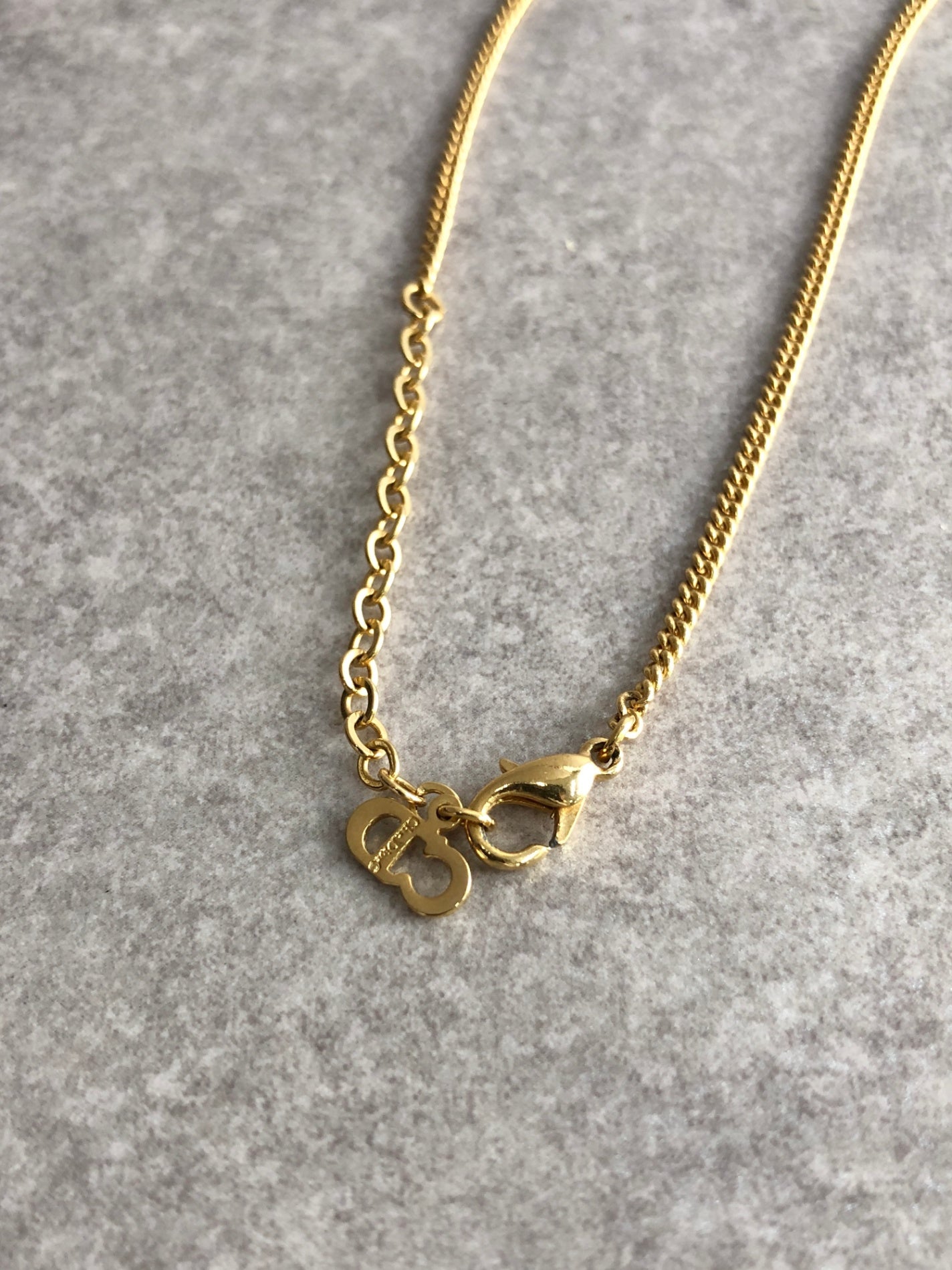 Christian Dior CD Logo Rhinestone Necklace Gold Vintage hrmhsa