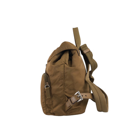 PRADA Triangle Logo Double Pocket Backpack Brown Vintage rne3iv