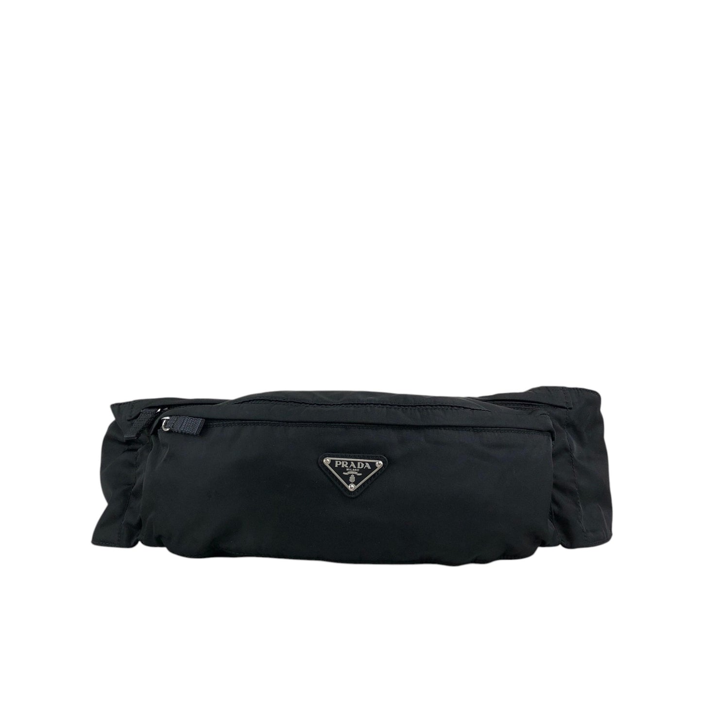 PRADA Tessuto Triangle Logo Sling bag Black Vintage zrmm8e