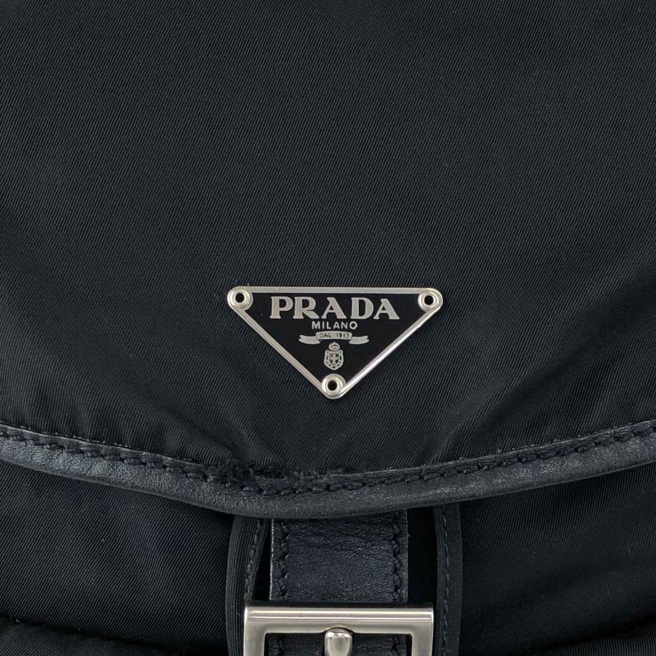 PRADA Tessuto Triangle Logo Double Pocket Backpack Black Vintage xgxrpz