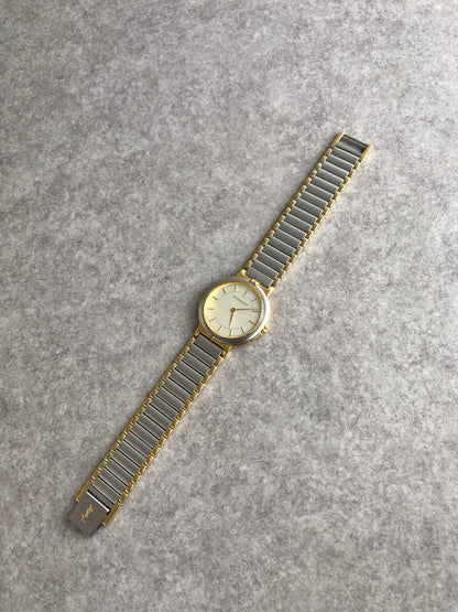 Yves Saint Laurent YSL Logo Quartz Watch Silver×Gold 2823-268440 Vintage 43tt8e