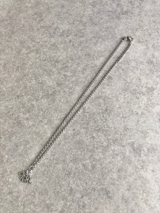 Christian Dior Logo Motif Necklace Silver Vintage btpku8
