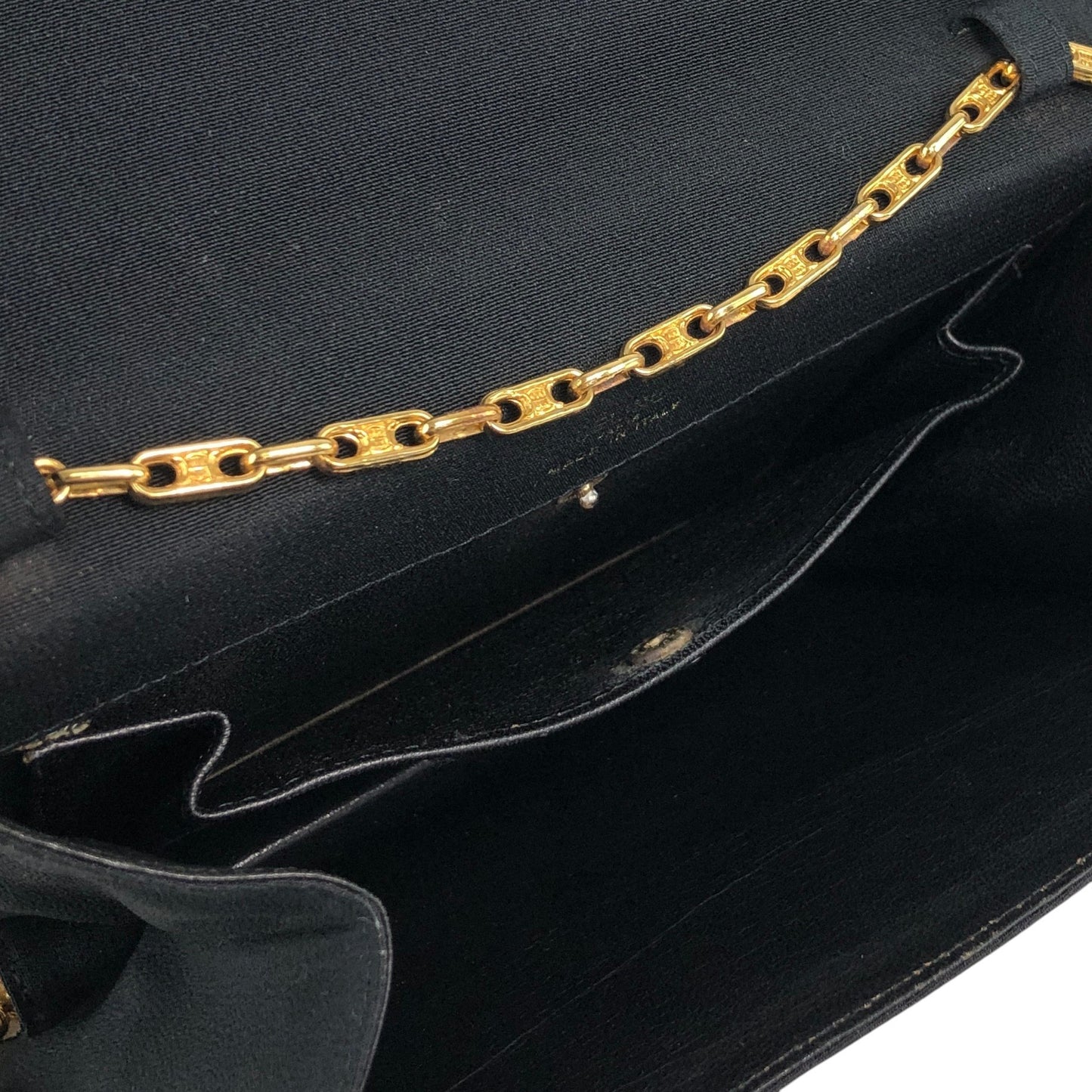 CELINE Triomphe Chain Shoulder bag Black Vintage 7i7ugg