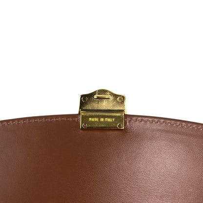 BURBERRY Front Lock Top Handle Handbag Brown Vintage 8sk6uz